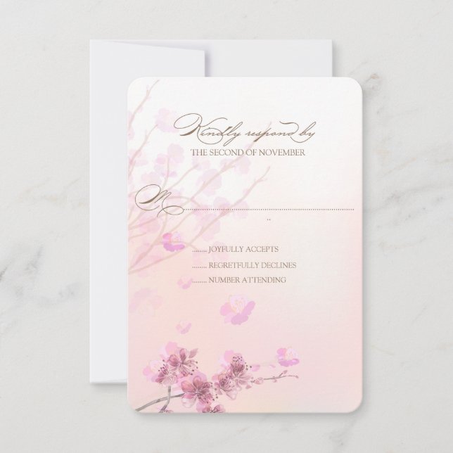 Tarjetas RSVP de la Boda de Cerezo/Boda Sakura (Anverso)