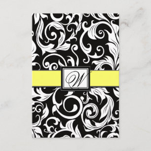 Tarjetas RSVP de la Boda de Damasco Amarillo y Neg