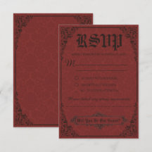 Tarjetas RSVP de la boda de Damask de la victorian