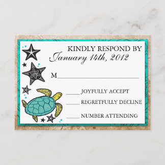 Tarjetas RSVP de la boda de destino de la playa ca