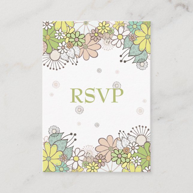 Tarjetas RSVP de la boda de jardín de flores neutr (Anverso)