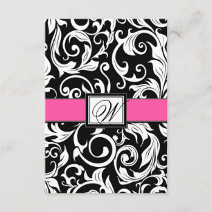 Tarjetas RSVP de la boda de la damáscara negra ros