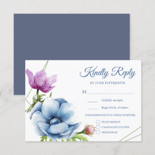 Tarjetas RSVP de la boda de la flor anémona de col
