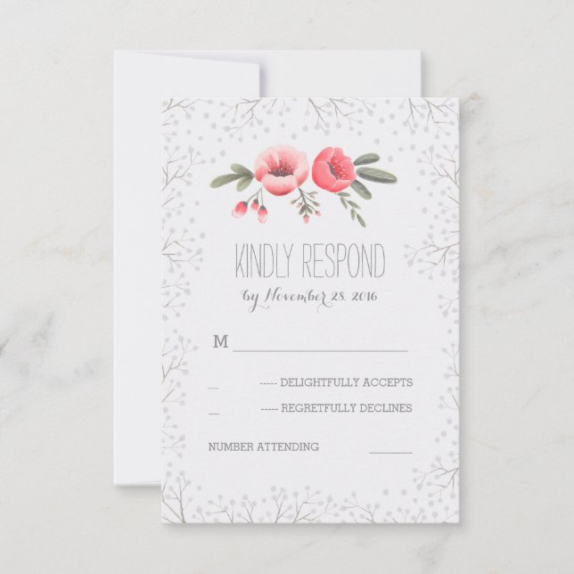 Tarjetas RSVP de la boda de la flor de aliento del (Anverso)