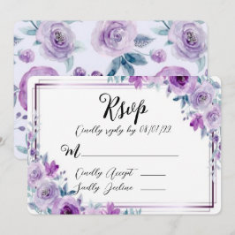 Tarjetas RSVP de la boda de la peonía de color mor