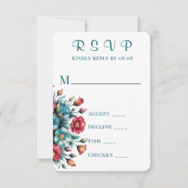 Tarjetas RSVP de la boda de la peonía roja del Nar