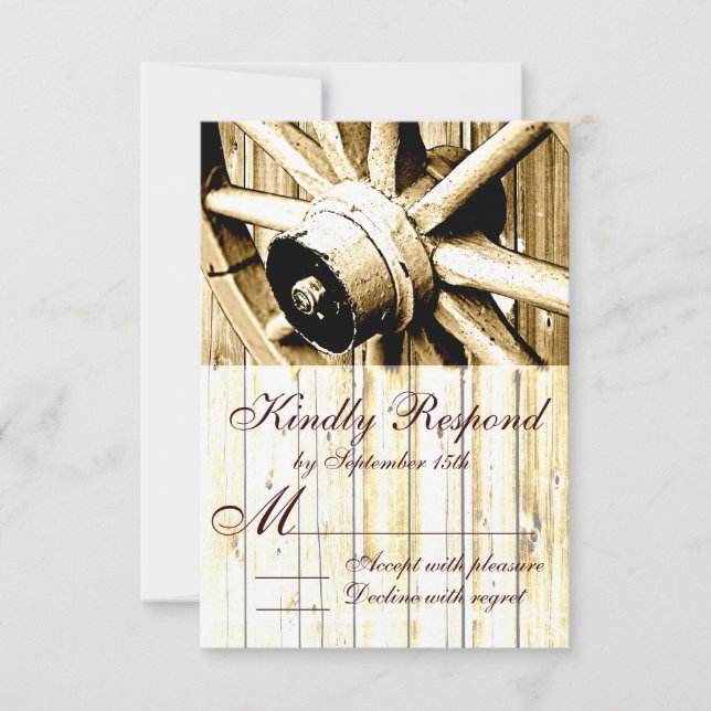 Tarjetas RSVP de la boda de la rueda del vagón en  (Anverso)
