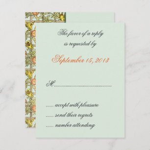 Tarjetas RSVP de la boda de las aves y flores de W