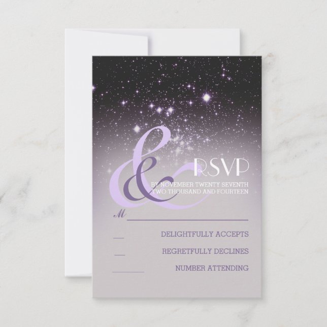 Tarjetas RSVP de la boda de las estrellas del ciel (Anverso)