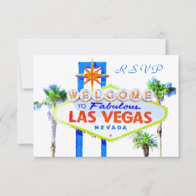 Tarjetas RSVP de la boda de Las Vegas con sobres (Anverso)