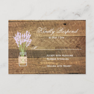Tarjetas RSVP de la boda de Mason Jar Lavender