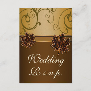 Tarjetas RSVP de la boda de otoño con chocolate de