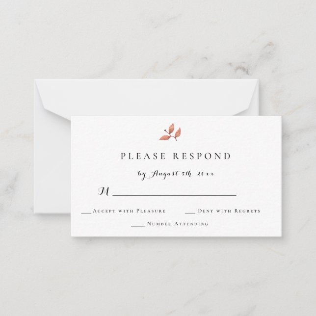 Tarjetas RSVP de la boda de otoño de la acuarela d (Anverso)