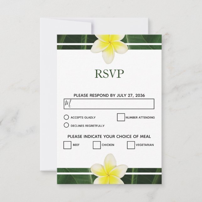 Tarjetas RSVP de la boda de Plumeria Frangipani am (Anverso)