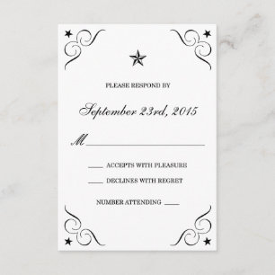Tarjetas RSVP de la boda de una estrella blanca y 