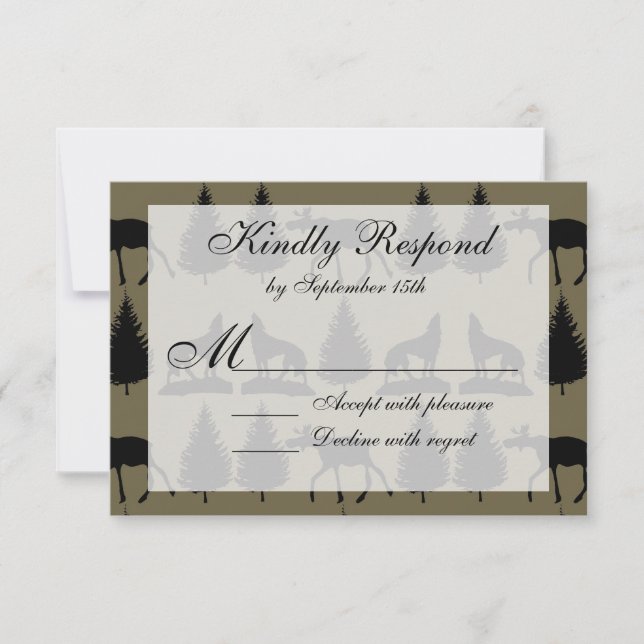 Tarjetas RSVP de la boda de vida silvestre Country (Anverso)