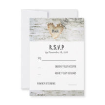 Tarjetas RSVP de la boda del corazón de la corteza