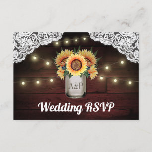 Tarjetas RSVP de la boda del encaje de la madera d