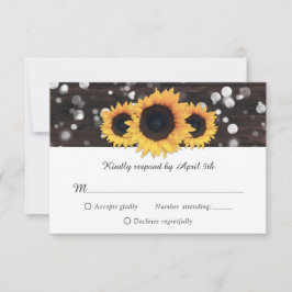 Tarjetas RSVP de la boda del girasol de la madera 