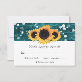 Tarjetas RSVP de la boda del girasol de la madera