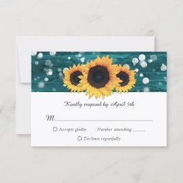 Tarjetas RSVP de la boda del girasol de la madera