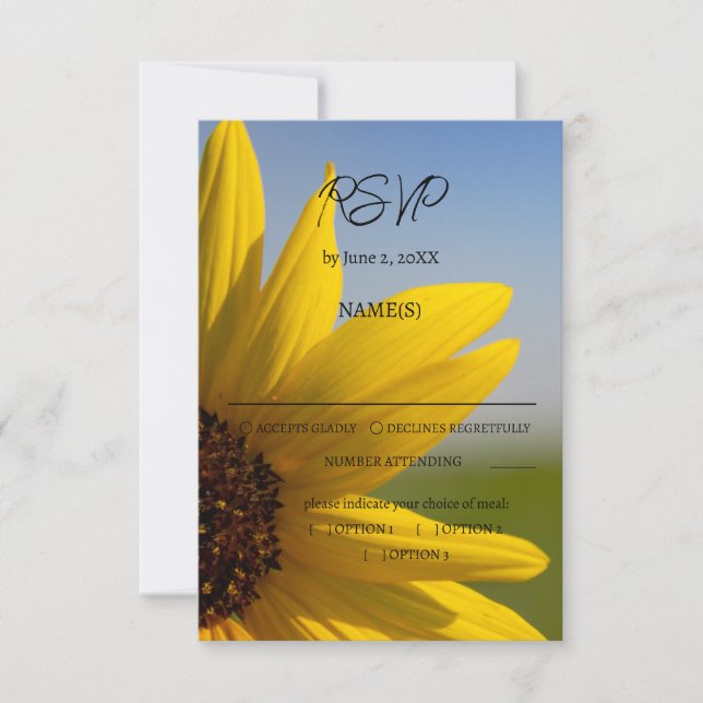 Tarjetas RSVP de la boda del girasol del personali (Anverso)