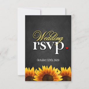 Tarjetas RSVP de la boda del girasol en el tablero