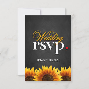 Tarjetas RSVP de la boda del girasol en el tablero
