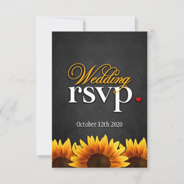 Tarjetas RSVP de la boda del girasol en el tablero (Anverso)