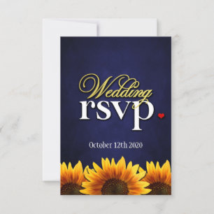 Tarjetas RSVP de la boda del girasol en el tablero