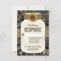 Tarjetas RSVP de la boda del Sunflower Mason Jar C