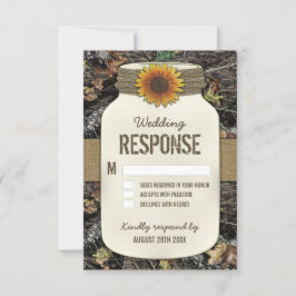 Tarjetas RSVP de la boda del Sunflower Mason Jar C