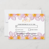 Tarjetas RSVP de la boda frangipani Plumeria rosa
