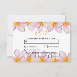 Tarjetas RSVP de la boda frangipani Plumeria rosa