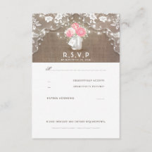 Tarjetas RSVP de la boda rusa de Peonies Mason Jar