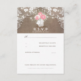 Tarjetas RSVP de la boda rusa de Peonies Mason Jar