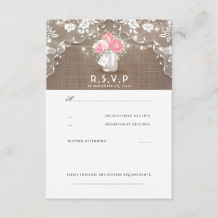 Tarjetas RSVP de la boda rusa de Peonies Mason Jar