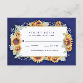 Tarjetas RSVP de la boda Rustica Azul del Girasol