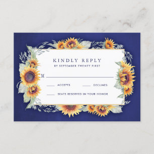 Tarjetas RSVP de la boda Rustica Azul del Girasol