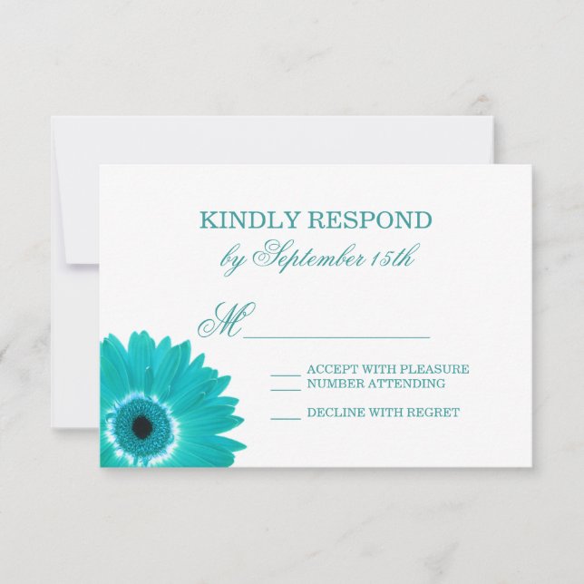 Tarjetas RSVP de la boda verde azulada Turquoise A (Anverso)
