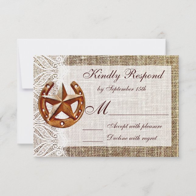 Tarjetas RSVP de la Estrella Rustica de Herradura  (Anverso)