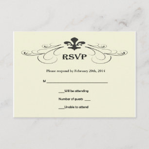 Tarjetas RSVP de la flor blanca de la boda negra