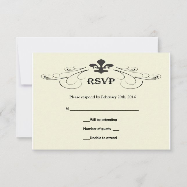 Tarjetas RSVP de la flor blanca de la boda negra (Anverso)