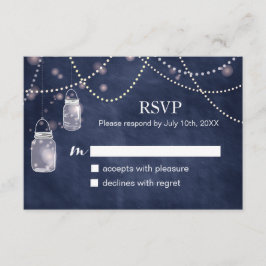 Tarjetas RSVP de la Marina de Mason Jar Blue Chalk