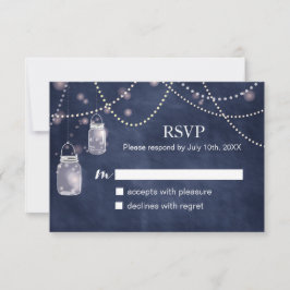 Tarjetas RSVP de la Marina de Mason Jar Blue Chalk