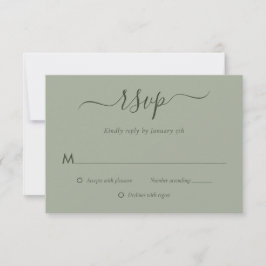 Tarjetas RSVP de la moderna boda verde sabia