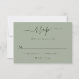 Tarjetas RSVP de la moderna boda verde sabia