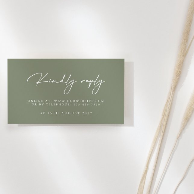 Tarjetas RSVP de la moderna boda verde sabia (Subido por el creador)