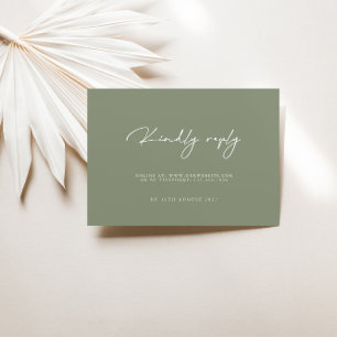 Tarjetas RSVP de la moderna boda verde sabia