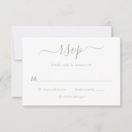 Tarjetas RSVP de la moderna escritura Sage Green W